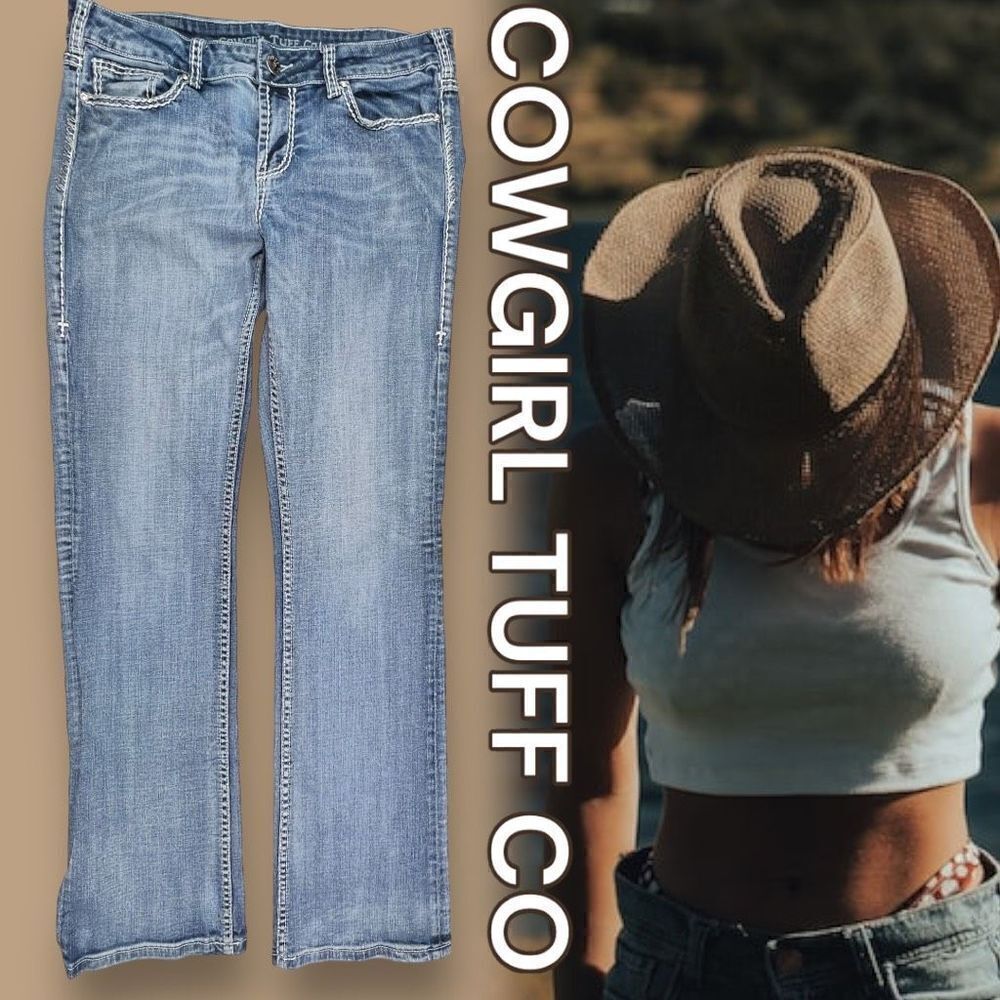 Cowgirl Tuff Co. Jeans Women's 30x35 Light Blue Washed Denim Skinny Western